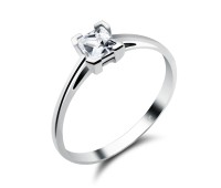 Silver Ring Square Stone 4 mm CSR-152-4